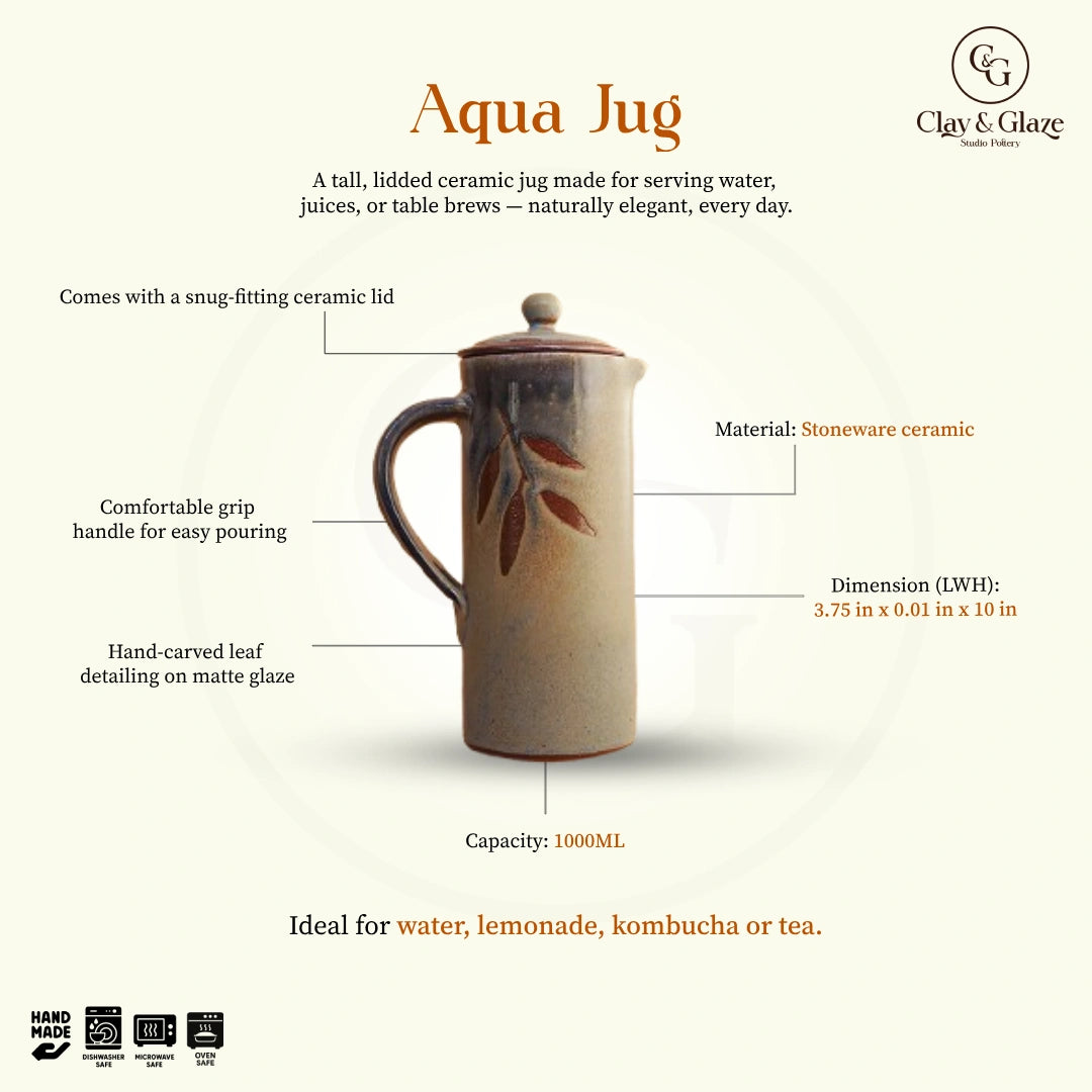 Aqua Jug - Foliage, Matte Blue