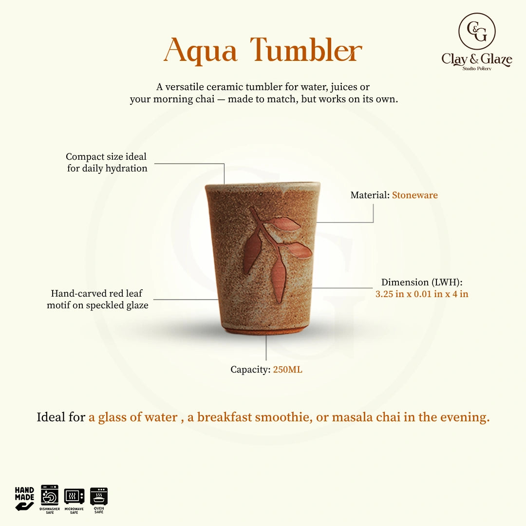 Aqua Tumbler - Foliage, Matte Blue