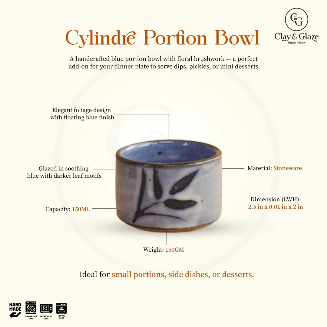 Cylindre Portion Bowl - Foliage, Floating Blue