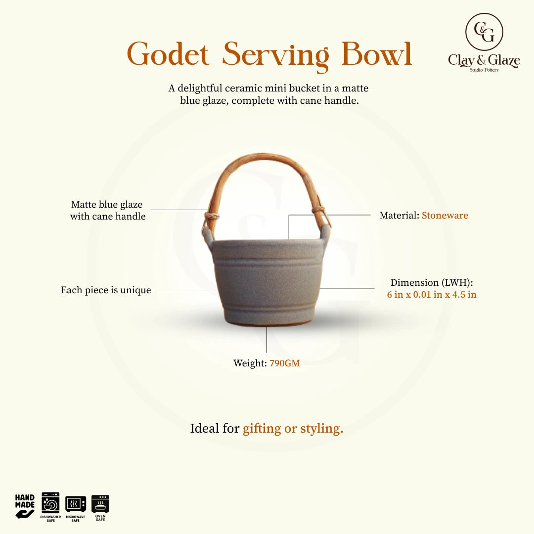 Godet Serving Bowl - Matte Blue