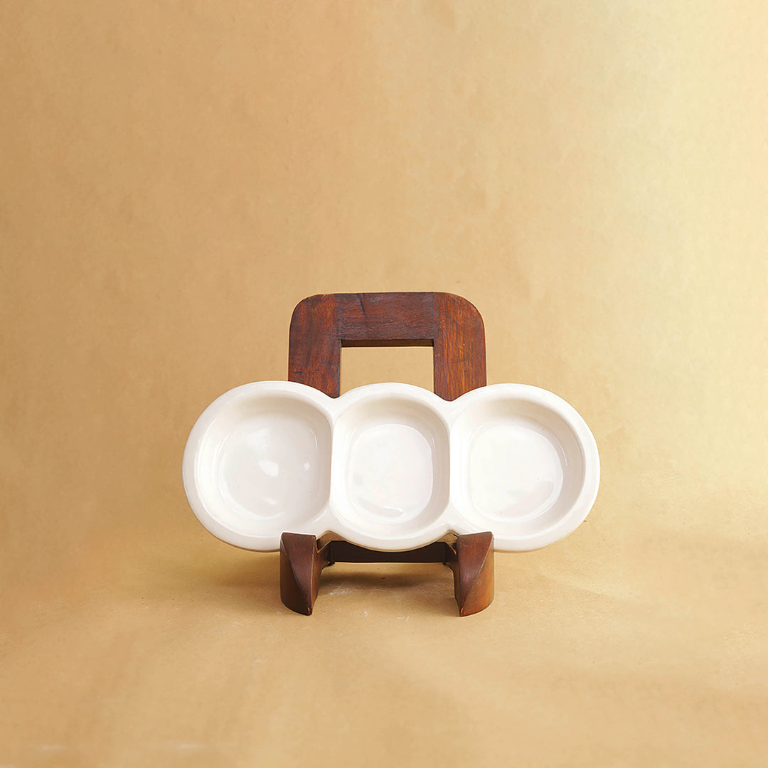 Chenille Serving Platter - White