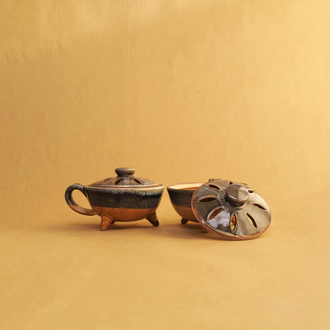 Myrrh Dhoop Dish - Blue, Beige