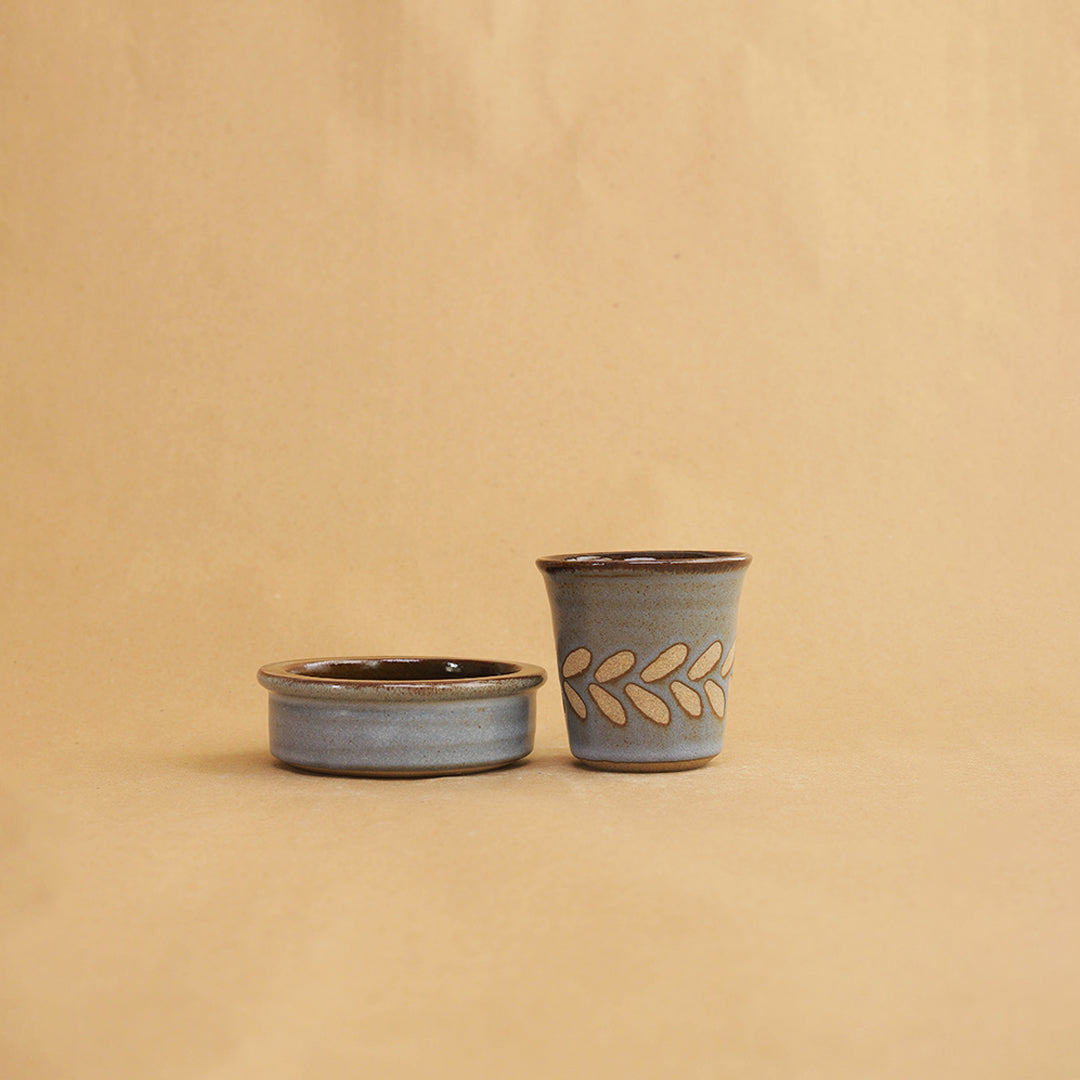 Filter Coffee Set - Foliage, Satin Blue
