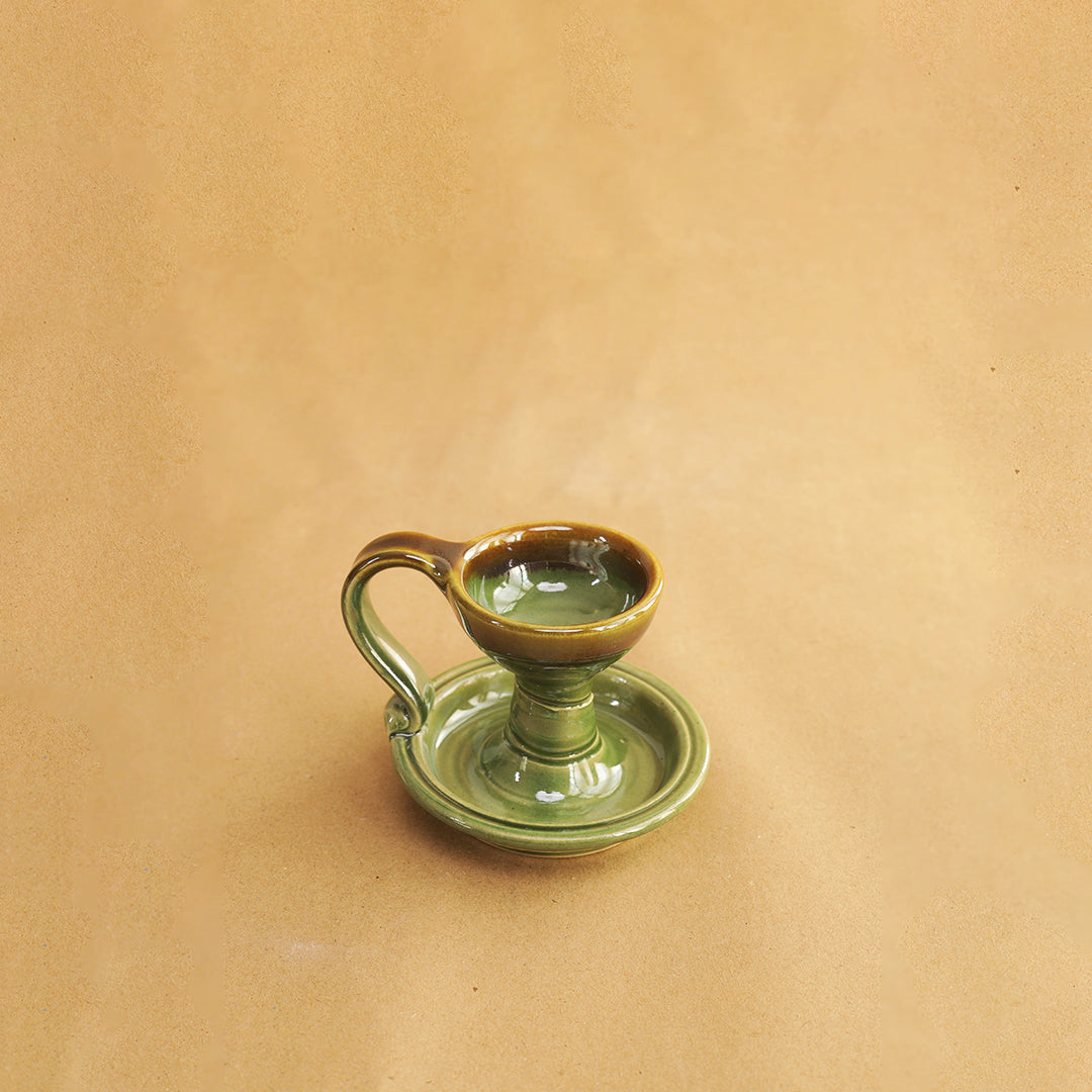 Bhakti Candle Holder - Peridot Green | Ceramic Candle Holder