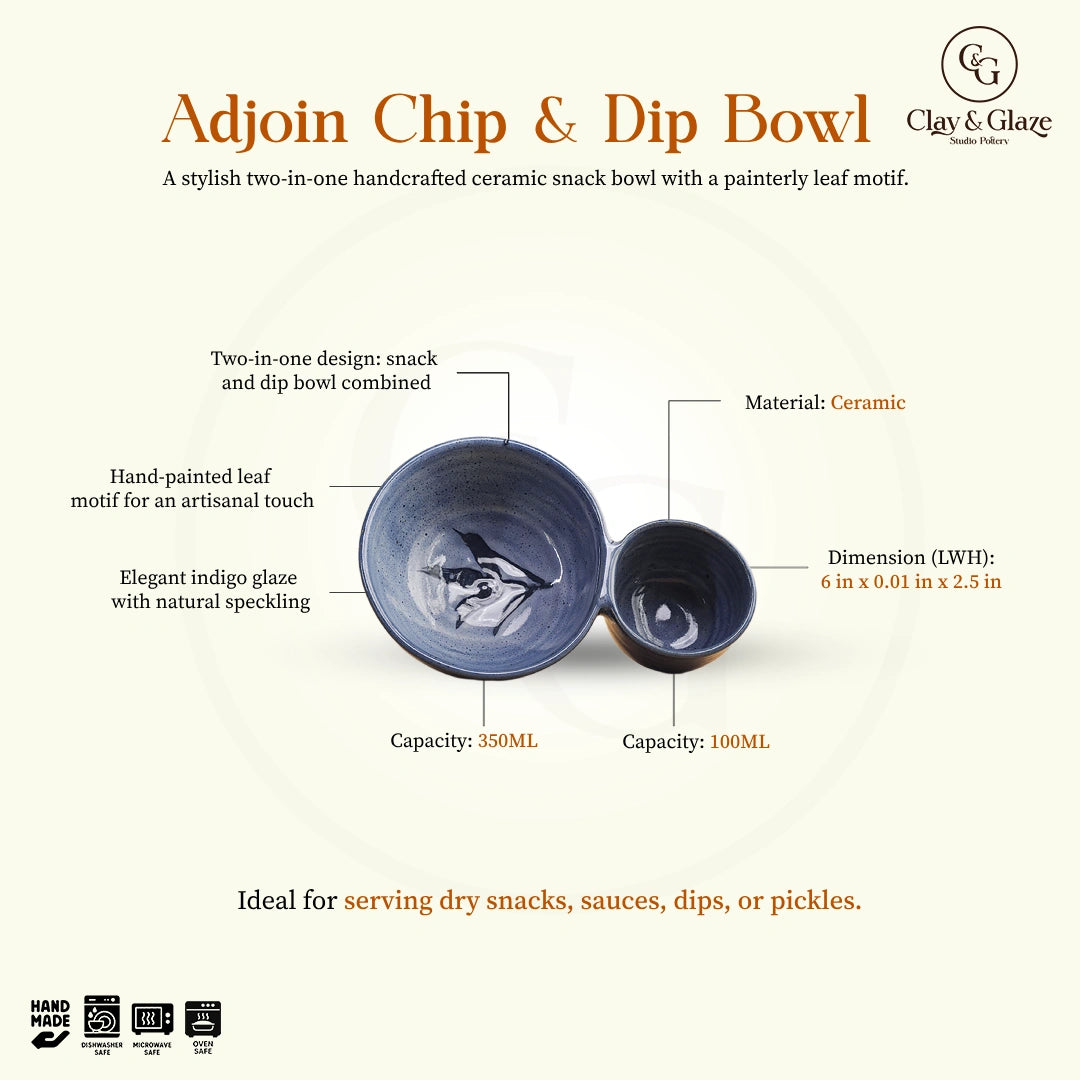 Adjoin Chip & Dip Bowl - Foliage, Floating Blue