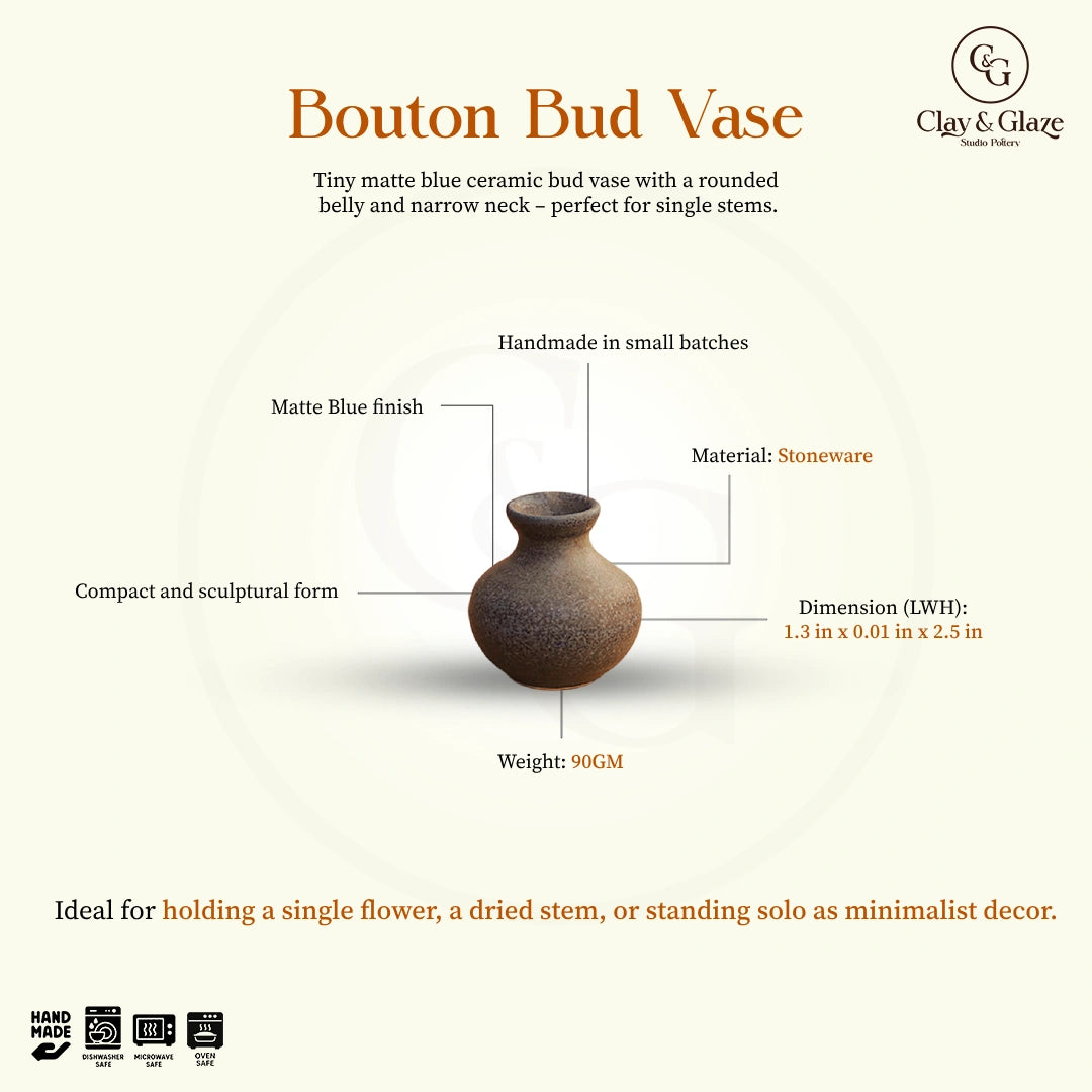 Bouton Bud Vase - Matte Blue