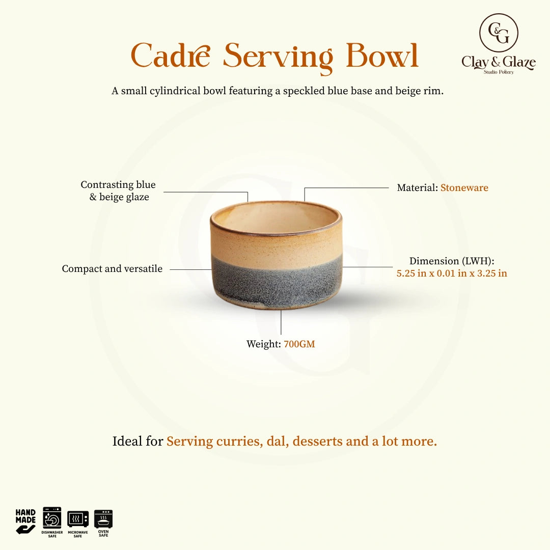 Cadre Serving Bowl - Blue, Beige