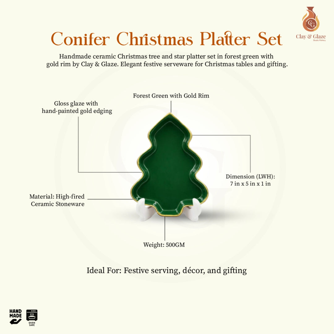 Conifer Christmas Platter Set - Green