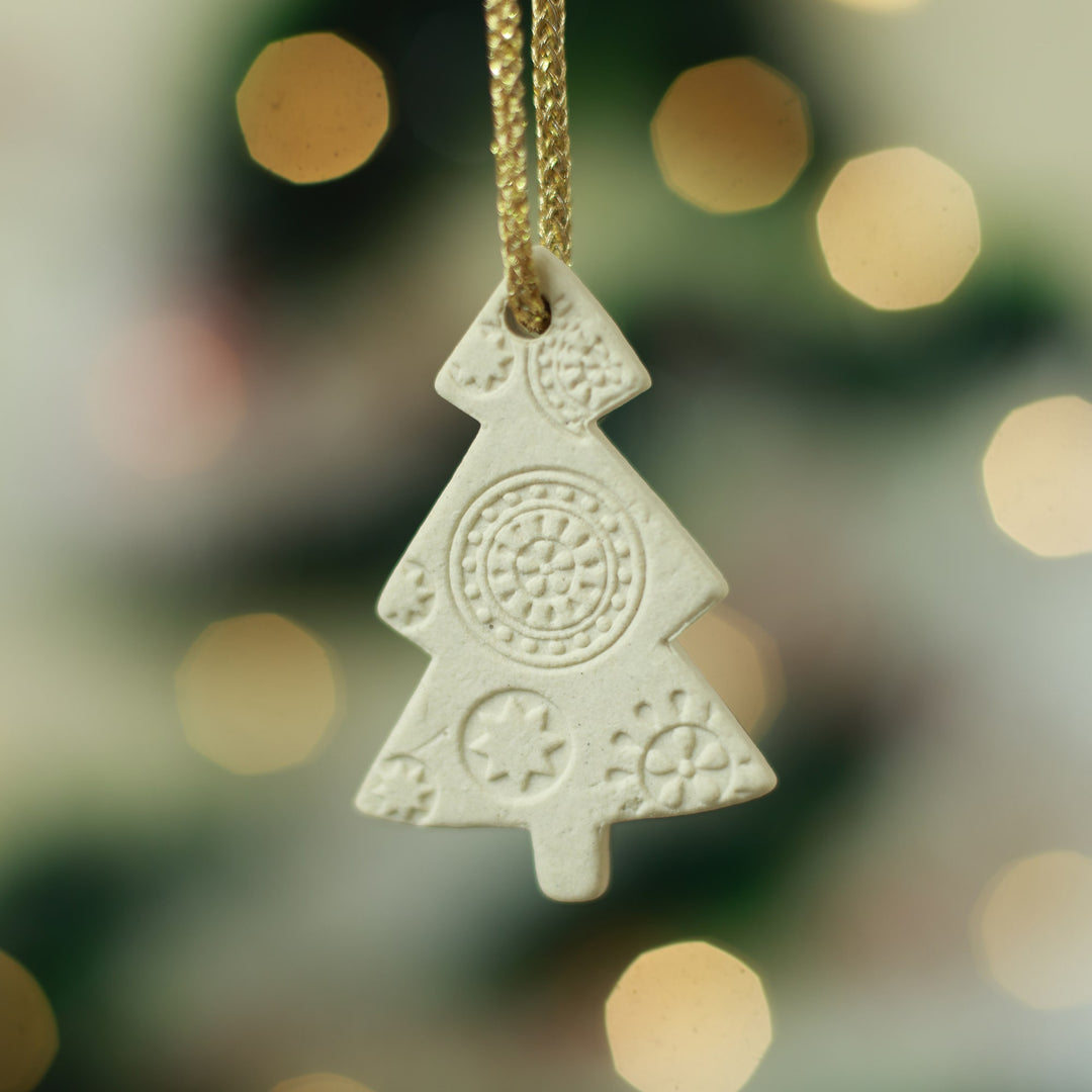 Conifer Christmas Tree Ornament - White