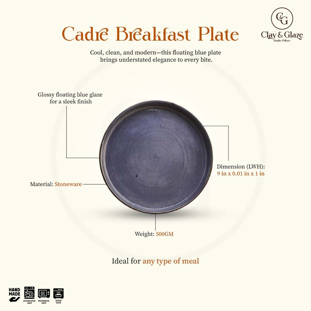 Cadre Breakfast Plate - Floating Blue