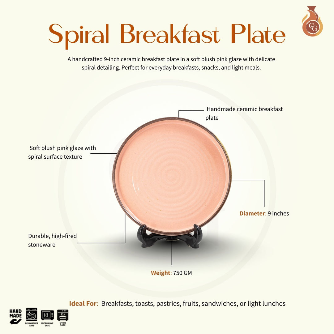 Spiral Breakfast Plate - Pink