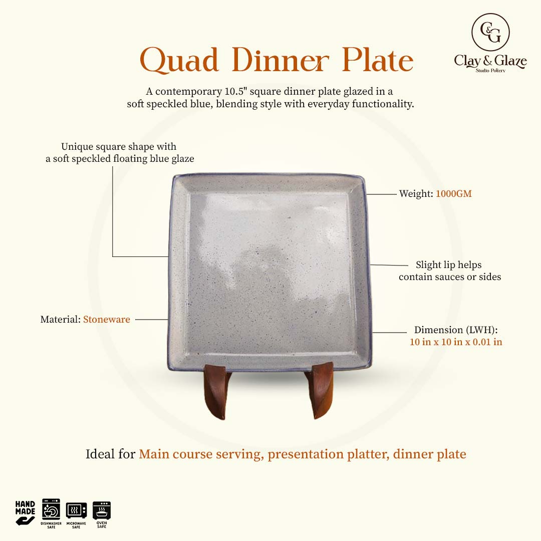 Quad Platter/ Quad Dinner Plate - Floating Blue