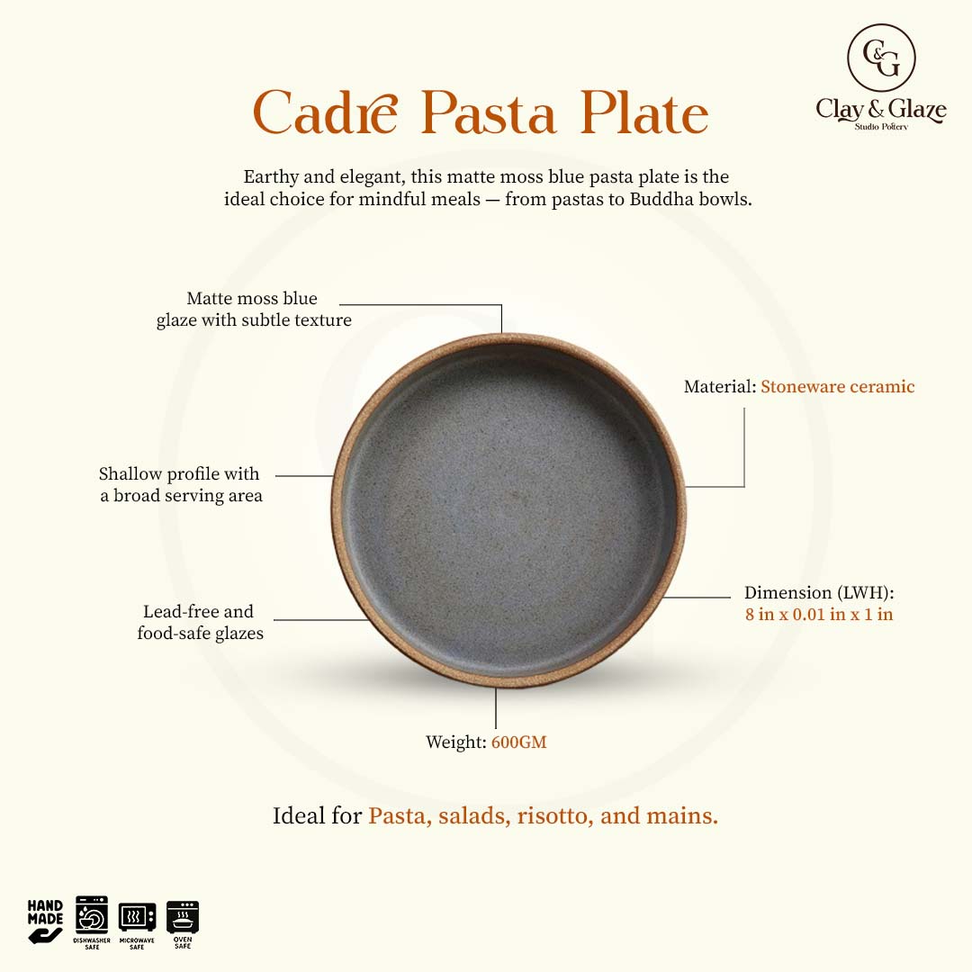 Cadre Pasta Plate - Matte Blue