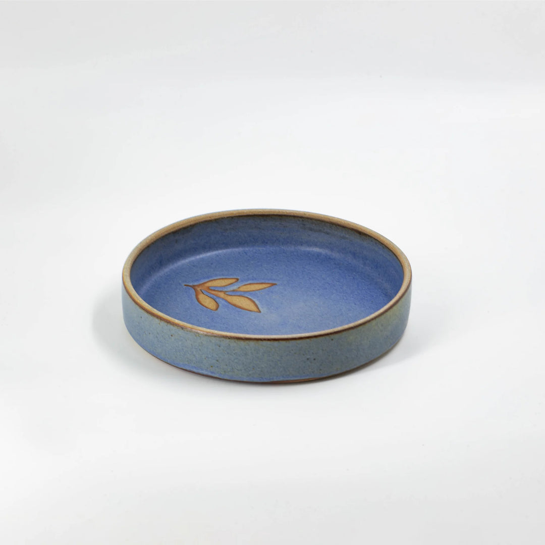 Foliage Cadre Pasta Plate - Matte Blue