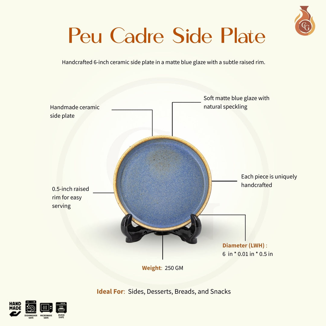 Peu Cadre Side Plate - Matte Blue