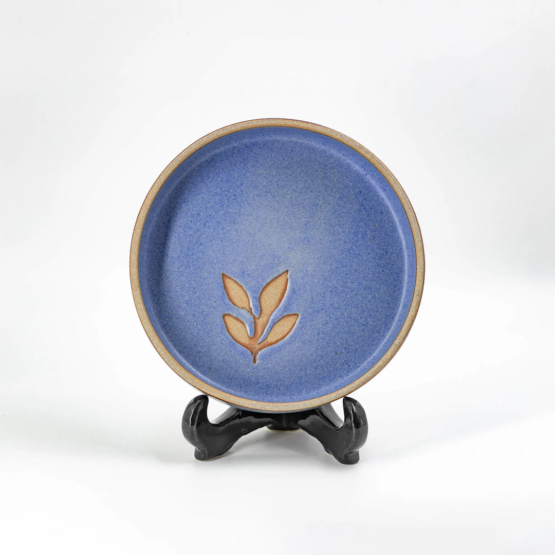 Foliage Cadre Pasta Plate - Matte Blue