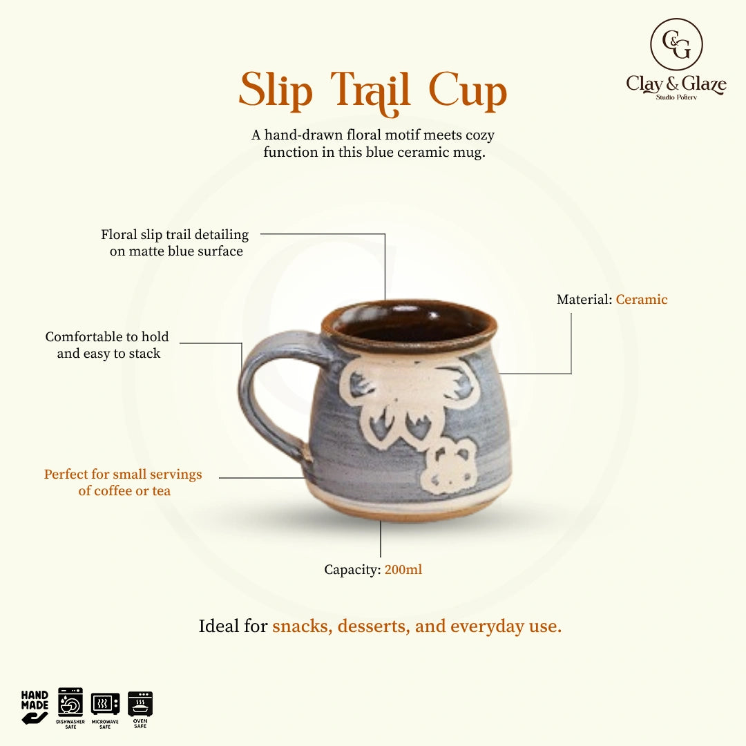 Slip Trail Cup - Flora, Satin Blue