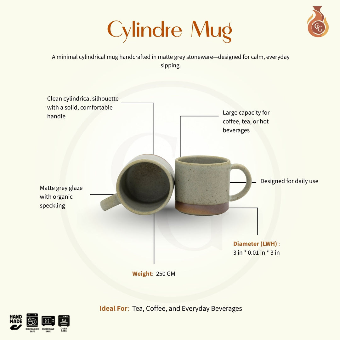Cylindre Mug - Large, Matte Grey