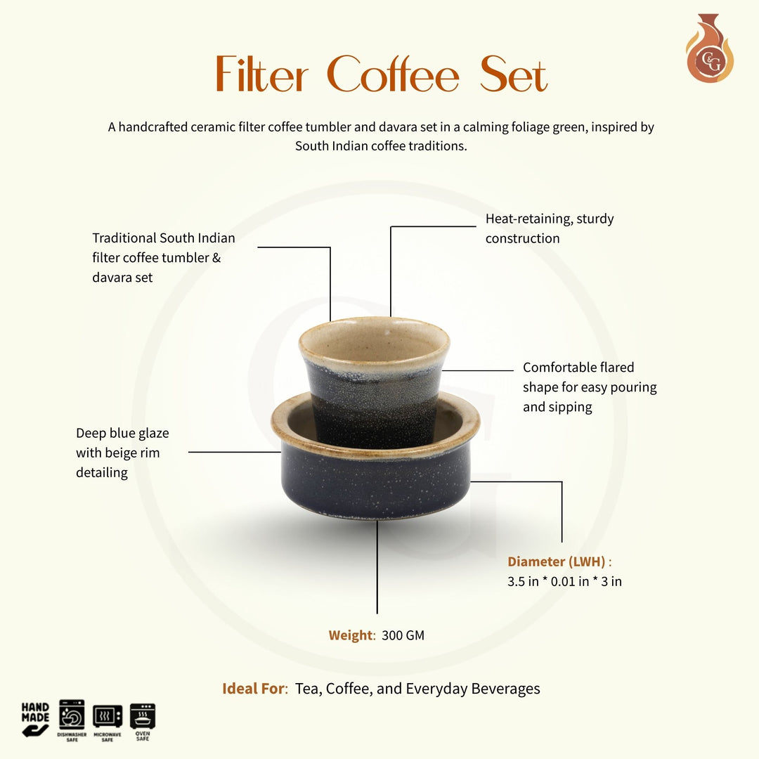Filter Coffee Set - Blue, Beige
