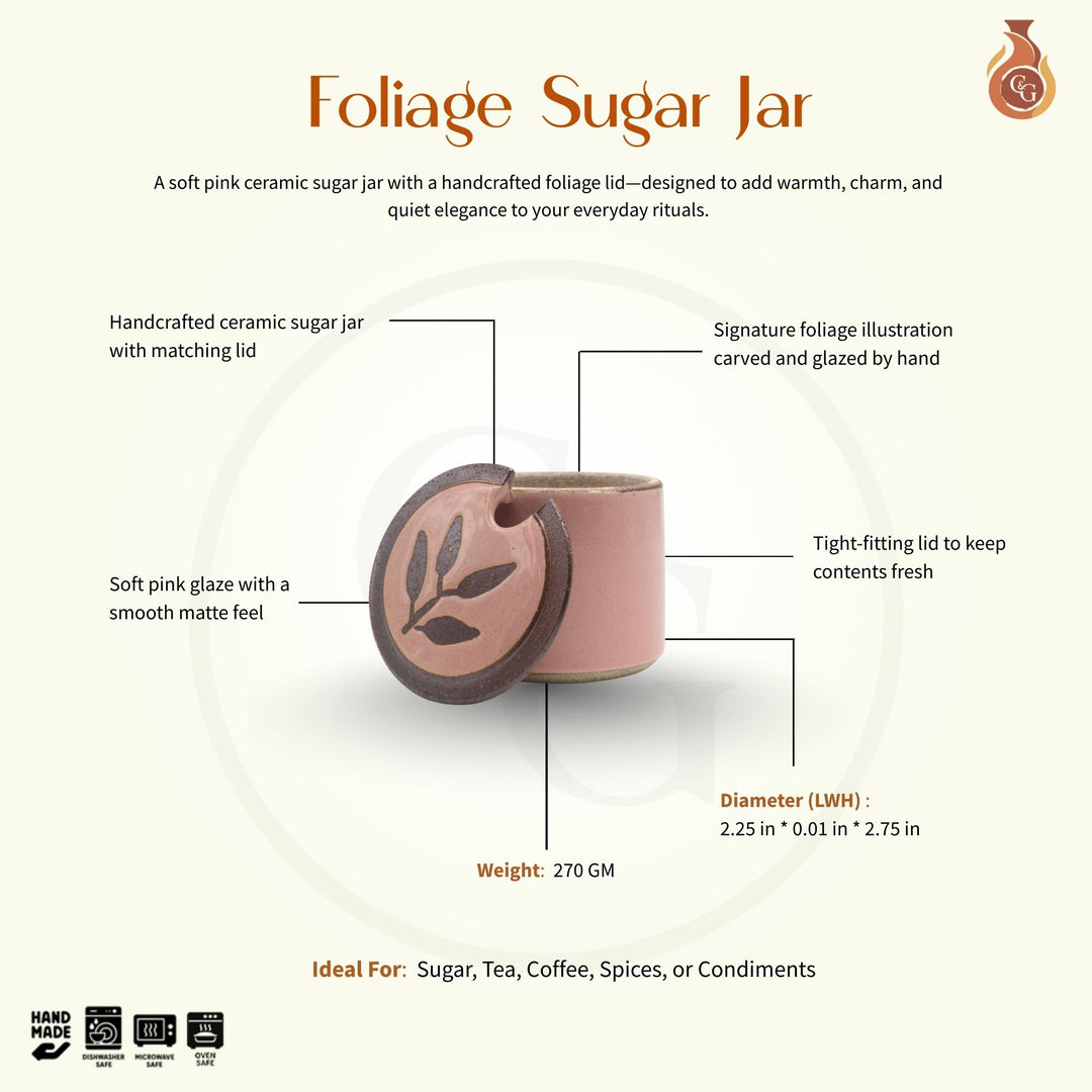 Foliage Sugar Jar - Pink