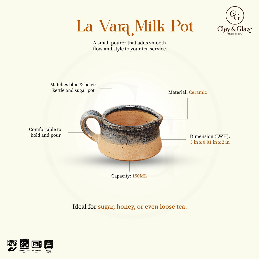 La Vara Milk Pot - Blue, Beige