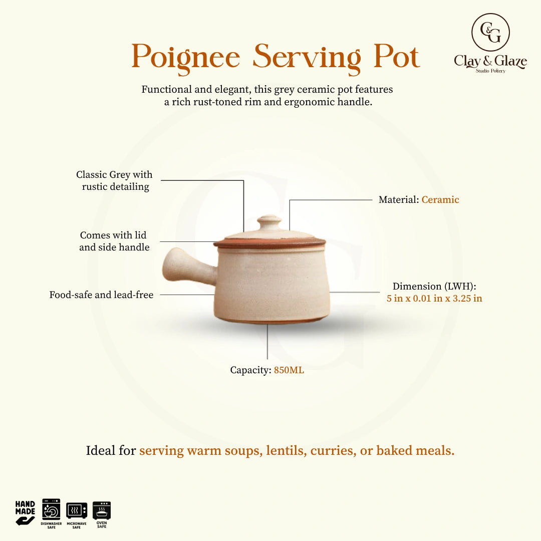 Poignee Serving Pot - Matte Grey