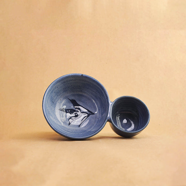 Adjoin Chip & Dip Bowl - Foliage, Floating Blue | Ceramic Dip Bowl