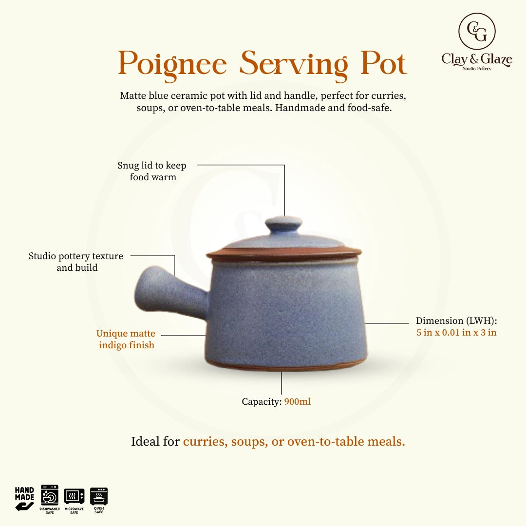 Poignee Serving Pot - Matte Blue