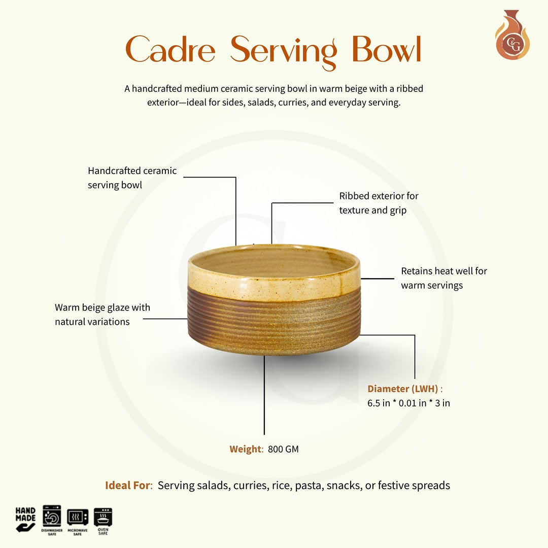 Cadre Serving Bowl - medium, beige