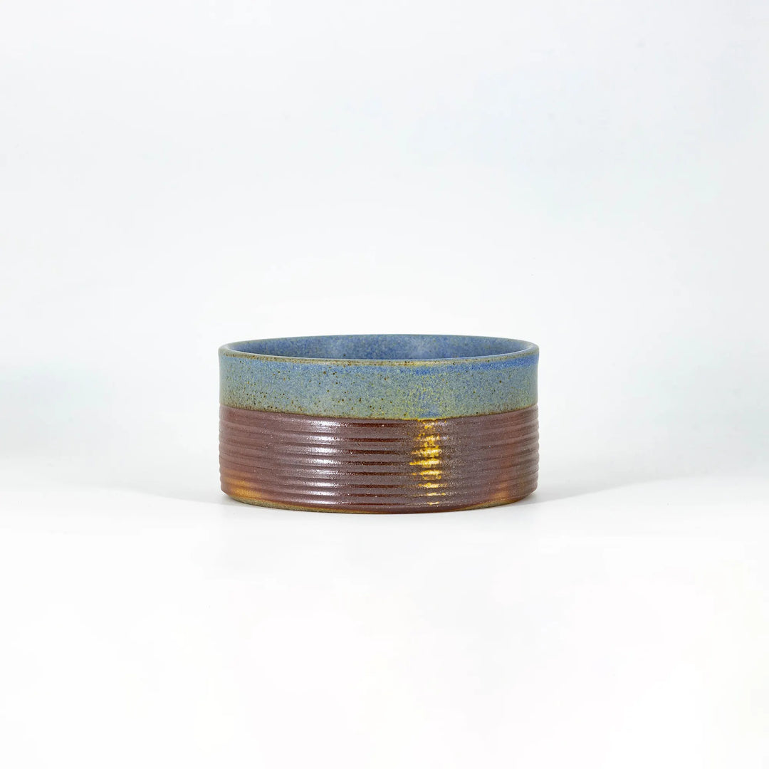 Cadre Ribbed Serving Bowl - Small , Matte Blue