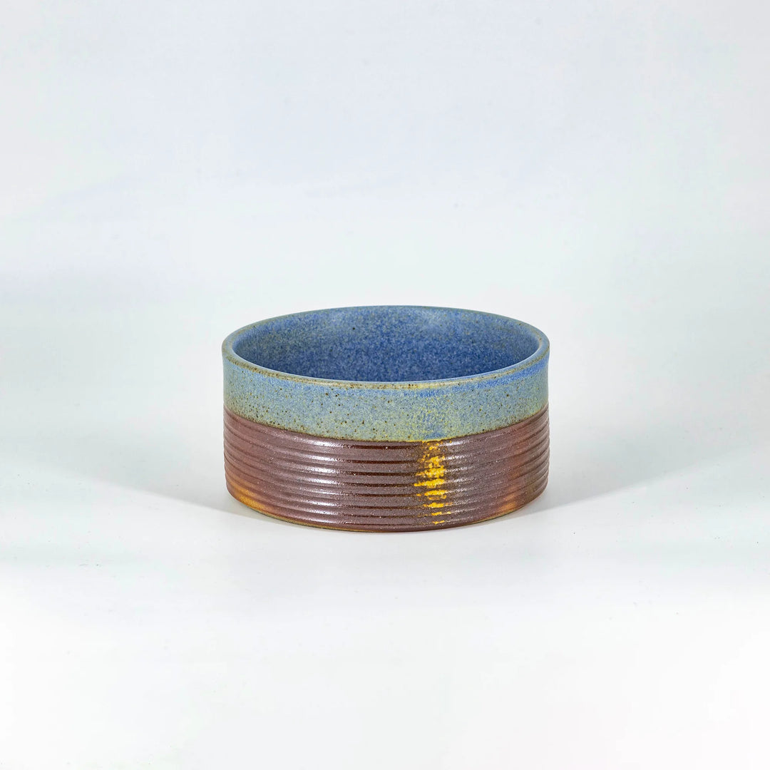 Cadre Ribbed Serving Bowl - Small , Matte Blue