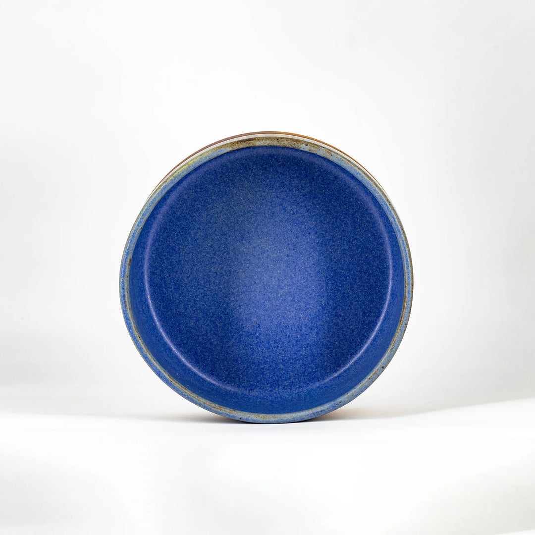 Cadre Ribbed Serving Bowl - Large, Matte Blue