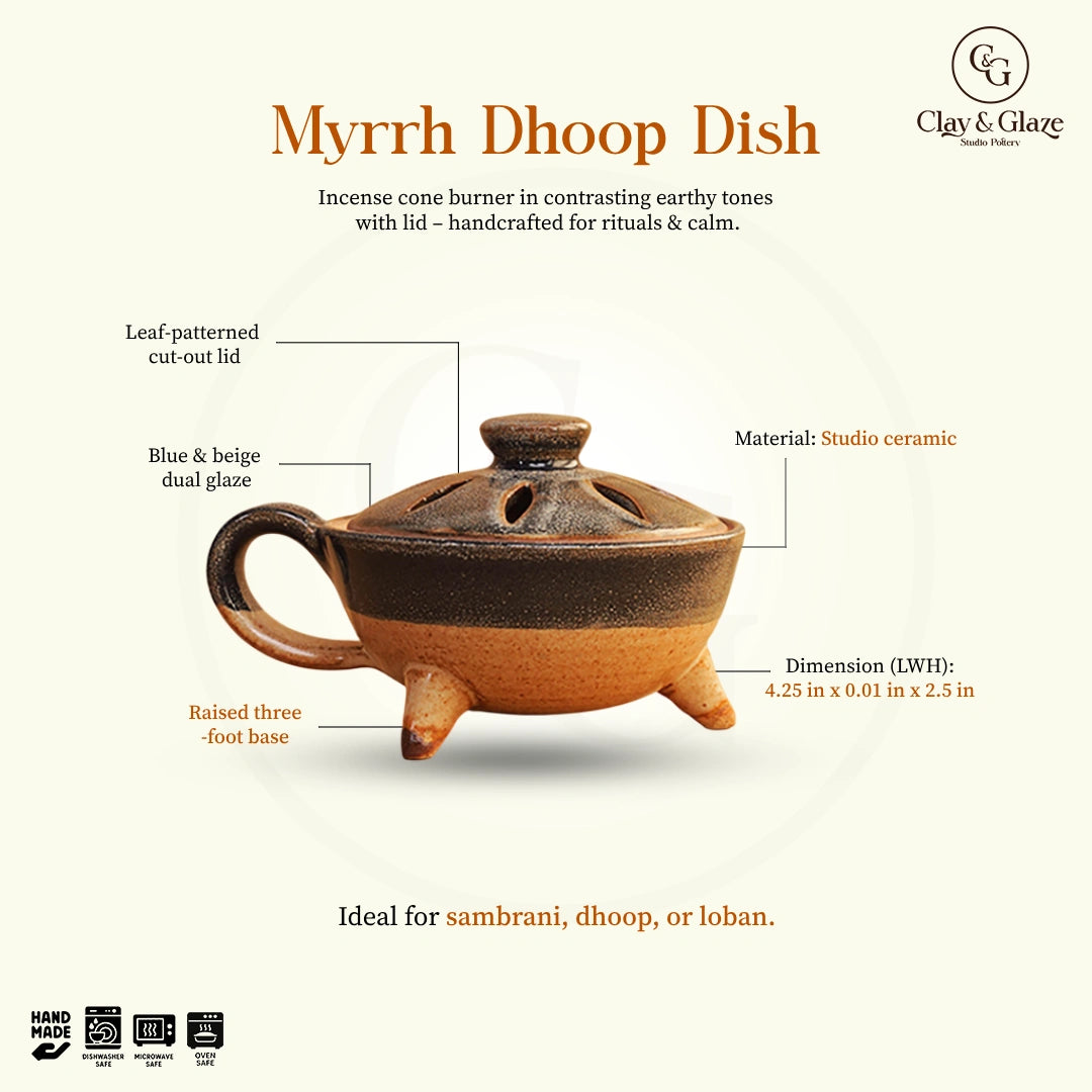Myrrh Dhoop Dish - Blue, Beige