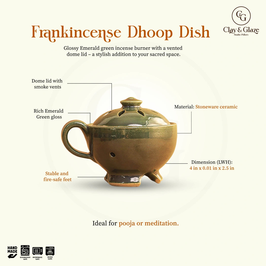 Frankincense Dhoop Dish - Peridot Green