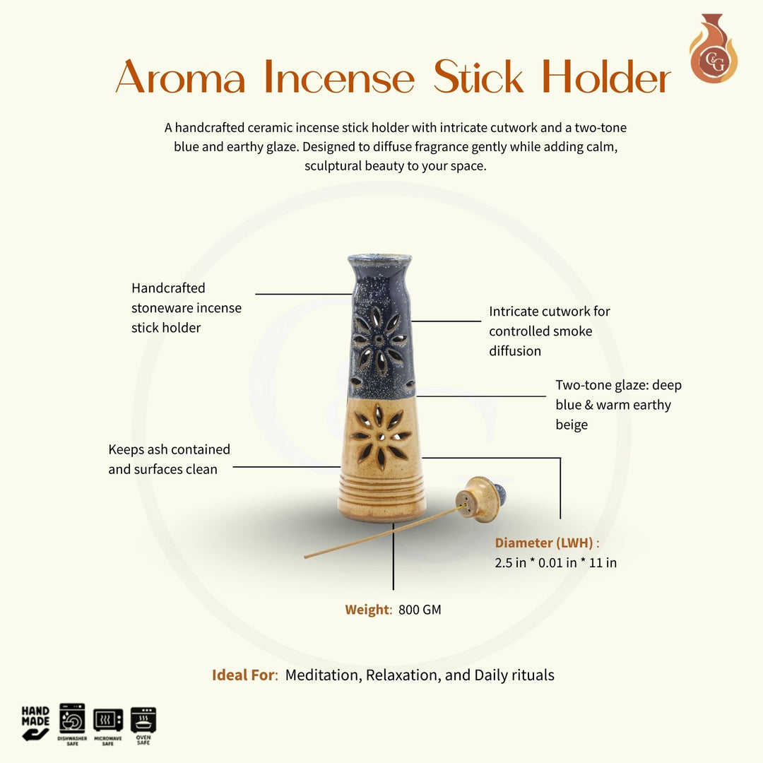 Aroma incense stick holder - Blue, Beige